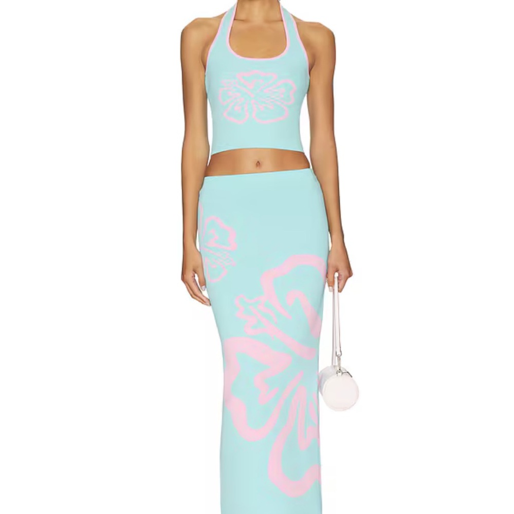 Two piece pink and blue set